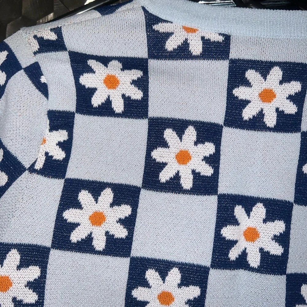 Zara Navy and Gray Floral Cardigan - Picture 6 of 12